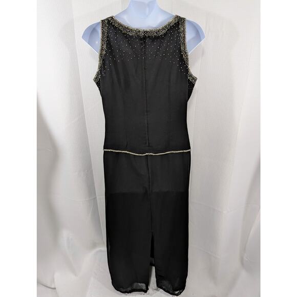 JMD NEW YORK! GORGEOUS BLACK W/IRIDESCENT SILVER BEADING GOWN, DRESS! SZ 2X - Picture 6 of 9